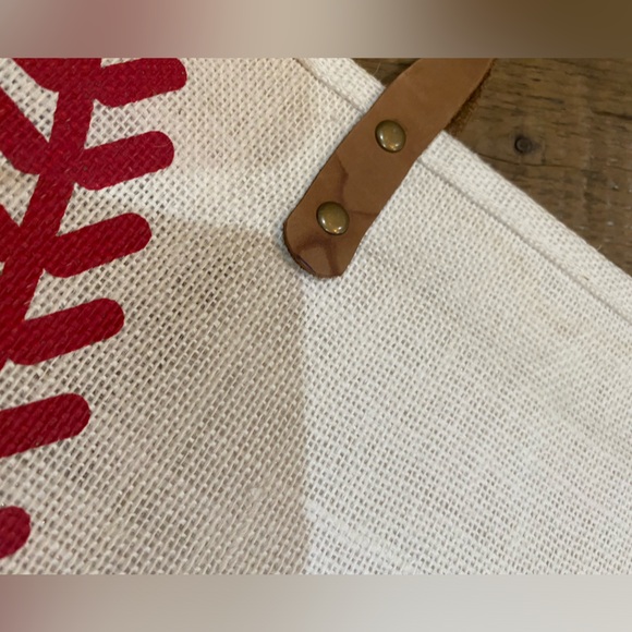 Burlap Baseball Bag, White/Red - Picture 9 of 15